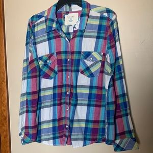 Thin, lightweight plaid button down